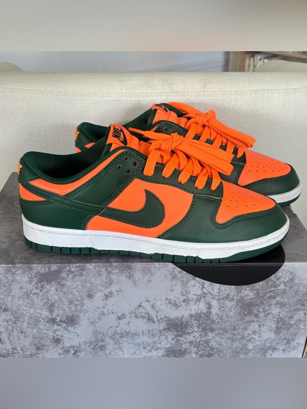 Nike Dunk Low Retro Miami Hurricanes Orange Green DD1391-300 Men's Size 7.5